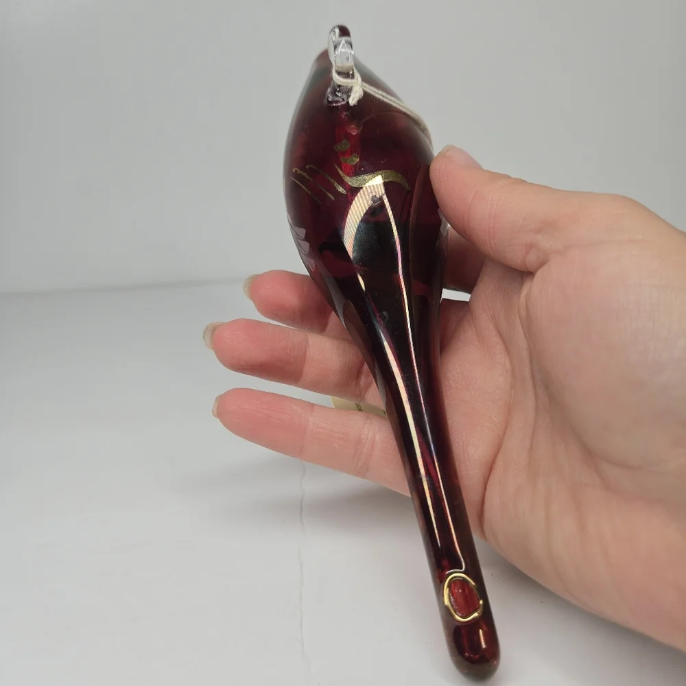 Vintage Egyptian Etched Glass‎ Icicle Teardrop Ornament 24k Trim German Pyrex